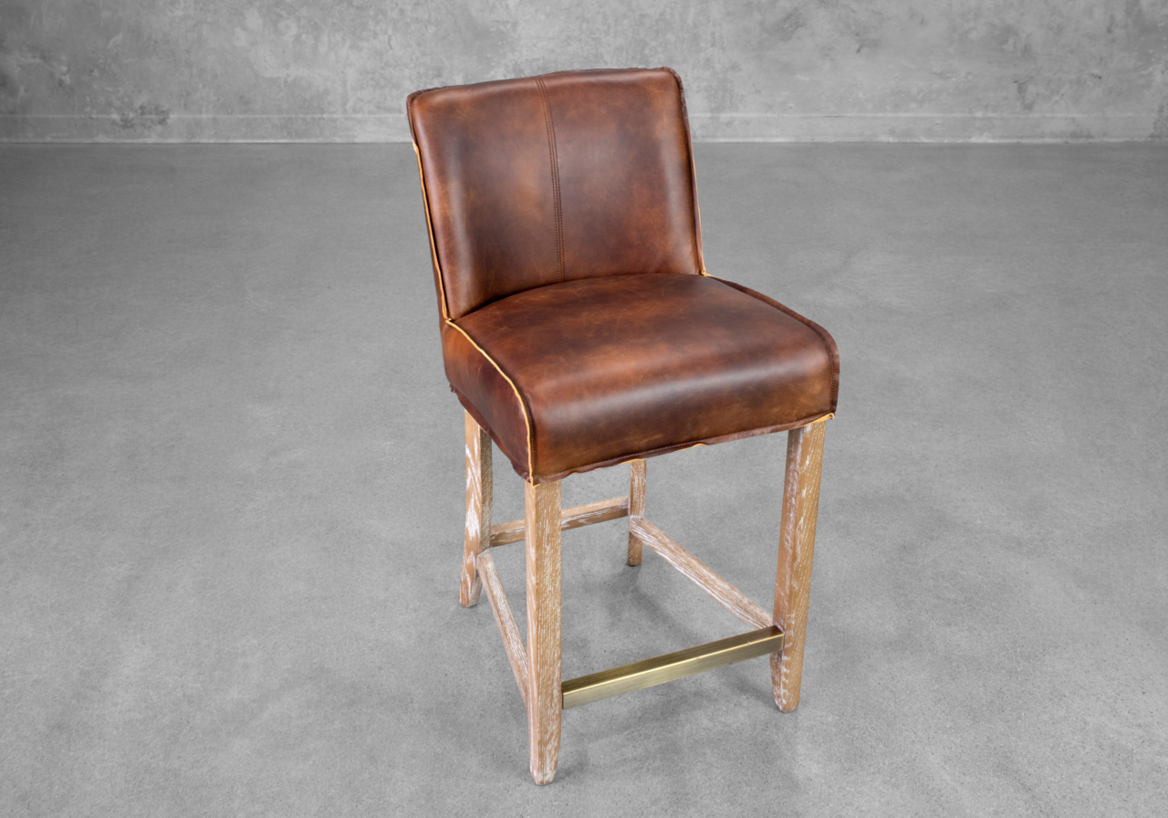 Jonny Brown Leather Counter Stool