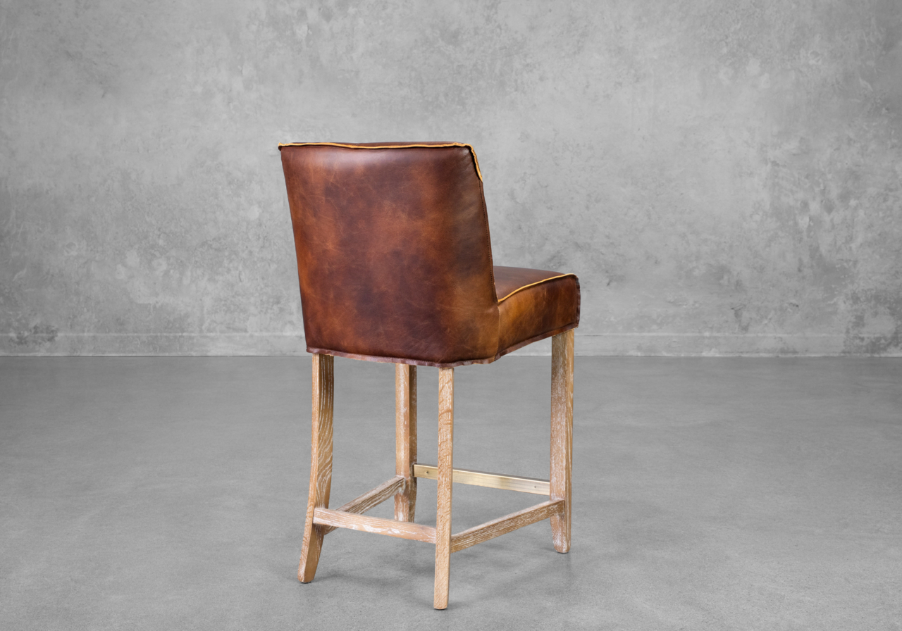 Jonny Brown Leather Counter Stool - Back
