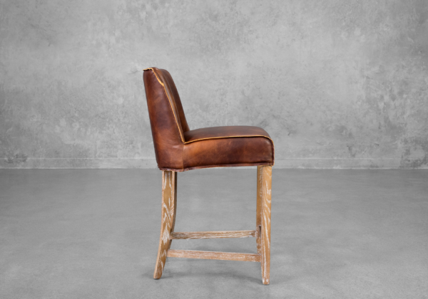 Jonny Brown Leather Counter Stool - Side