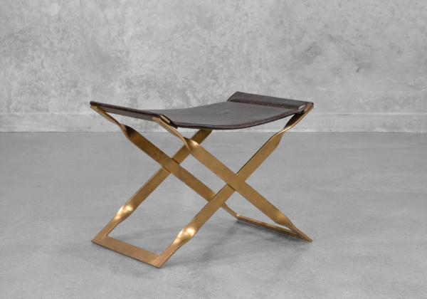 Kerrisdale Leather Ottoman - Angle