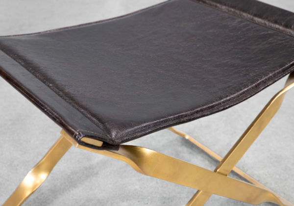 Kerrisdale Leather Ottoman - Close Up