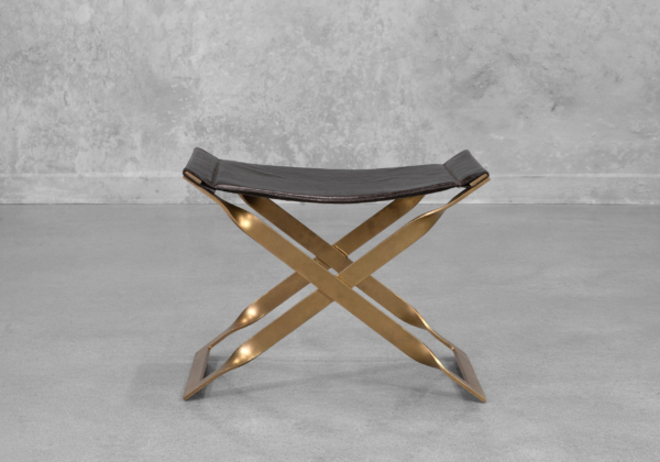 Kerrisdale Leather Ottoman - Front