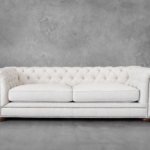 Newton Chesterfield Fabric Sofa in Belize Ecru