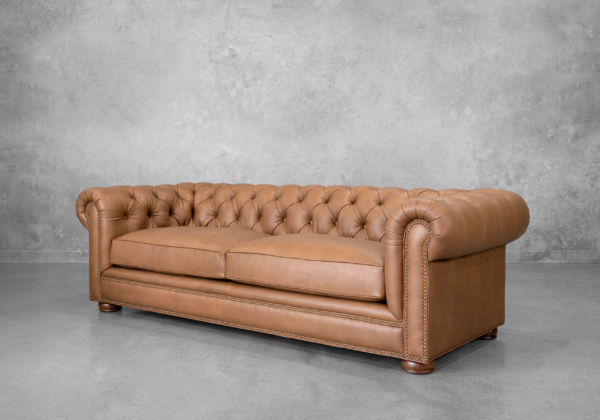 Newton Leather Sofa in Malta Bourbon - Angle