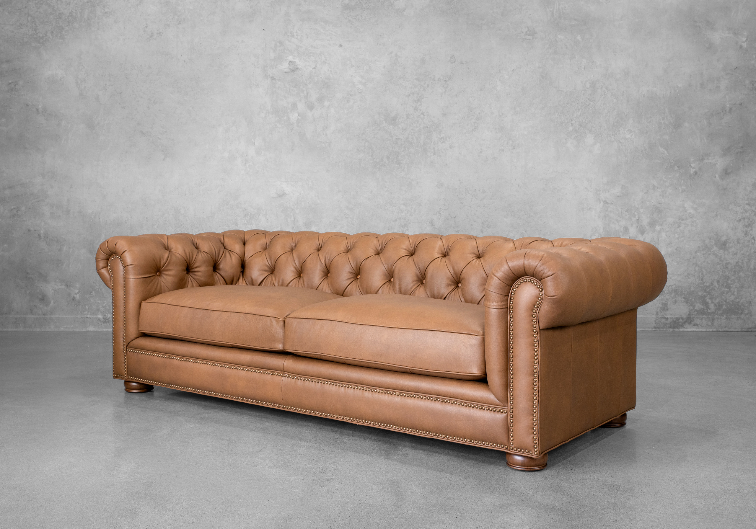 Newton Leather Sofa in Malta Bourbon - Angle