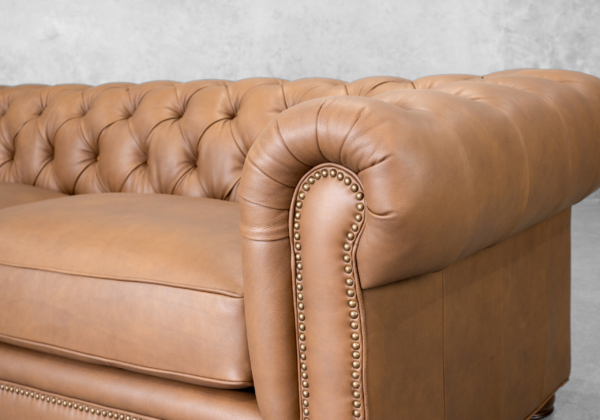Newton Leather Sofa in Malta Bourbon - Close Up