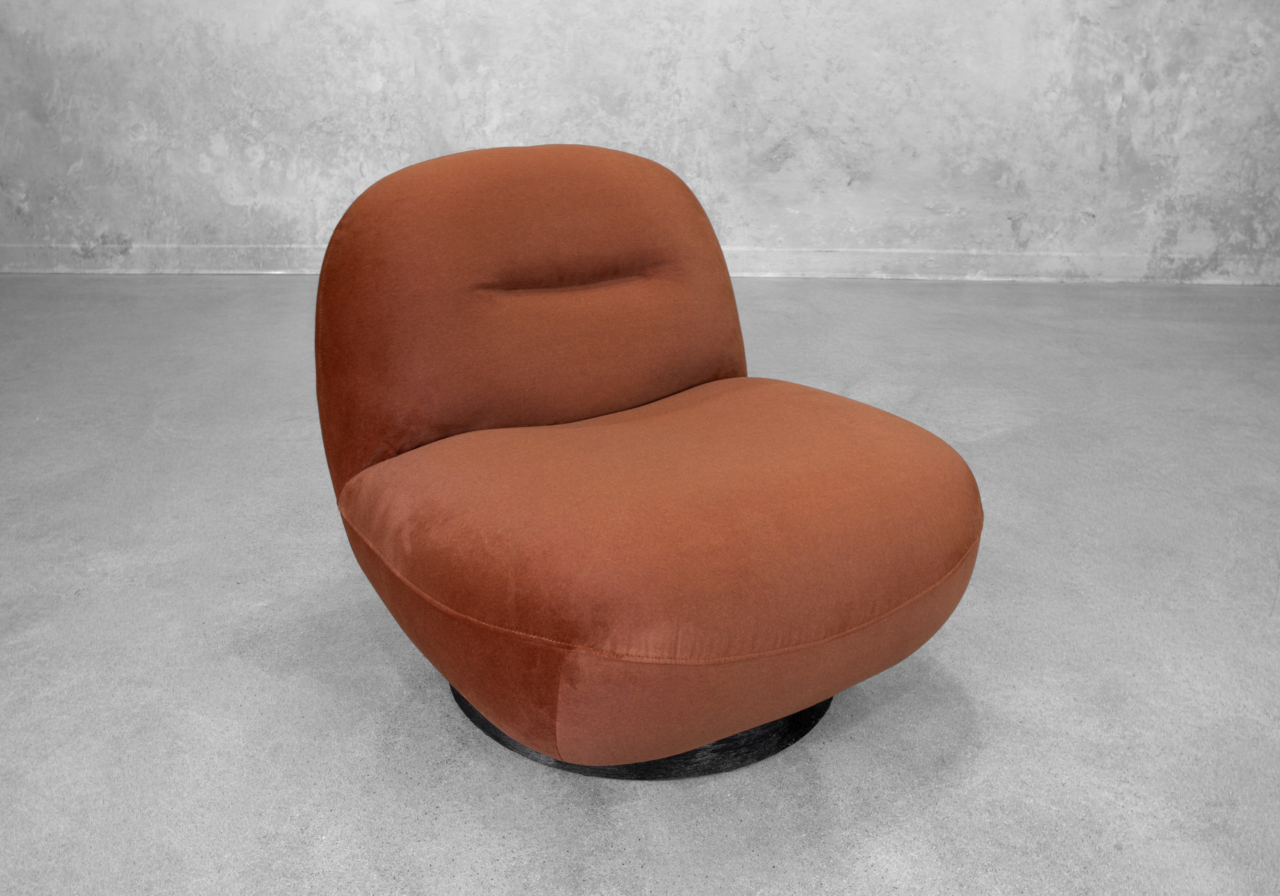 Petrie Fabric Swivel Chair in Brick