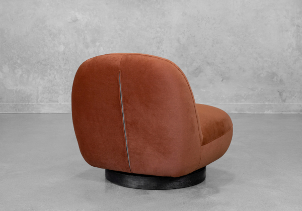 Petrie Fabric Swivel Chair in Brick - Back