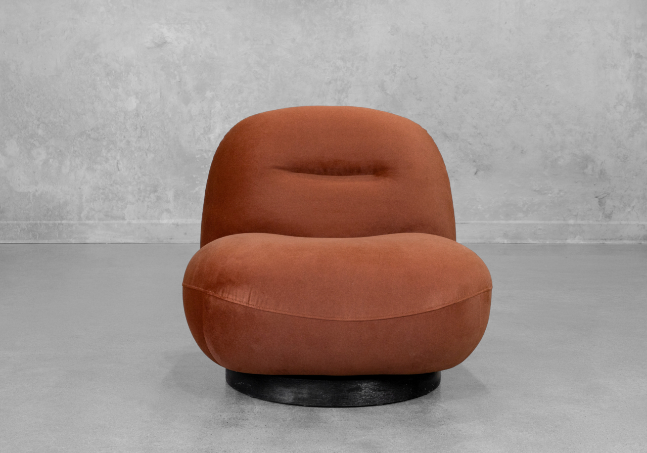 Petrie Fabric Swivel Chair in Brick - Front Petrie Fabric Swivel Chair in Brick - Front