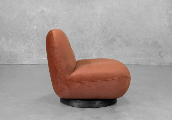 Petrie Fabric Swivel Chair in Brick - Side