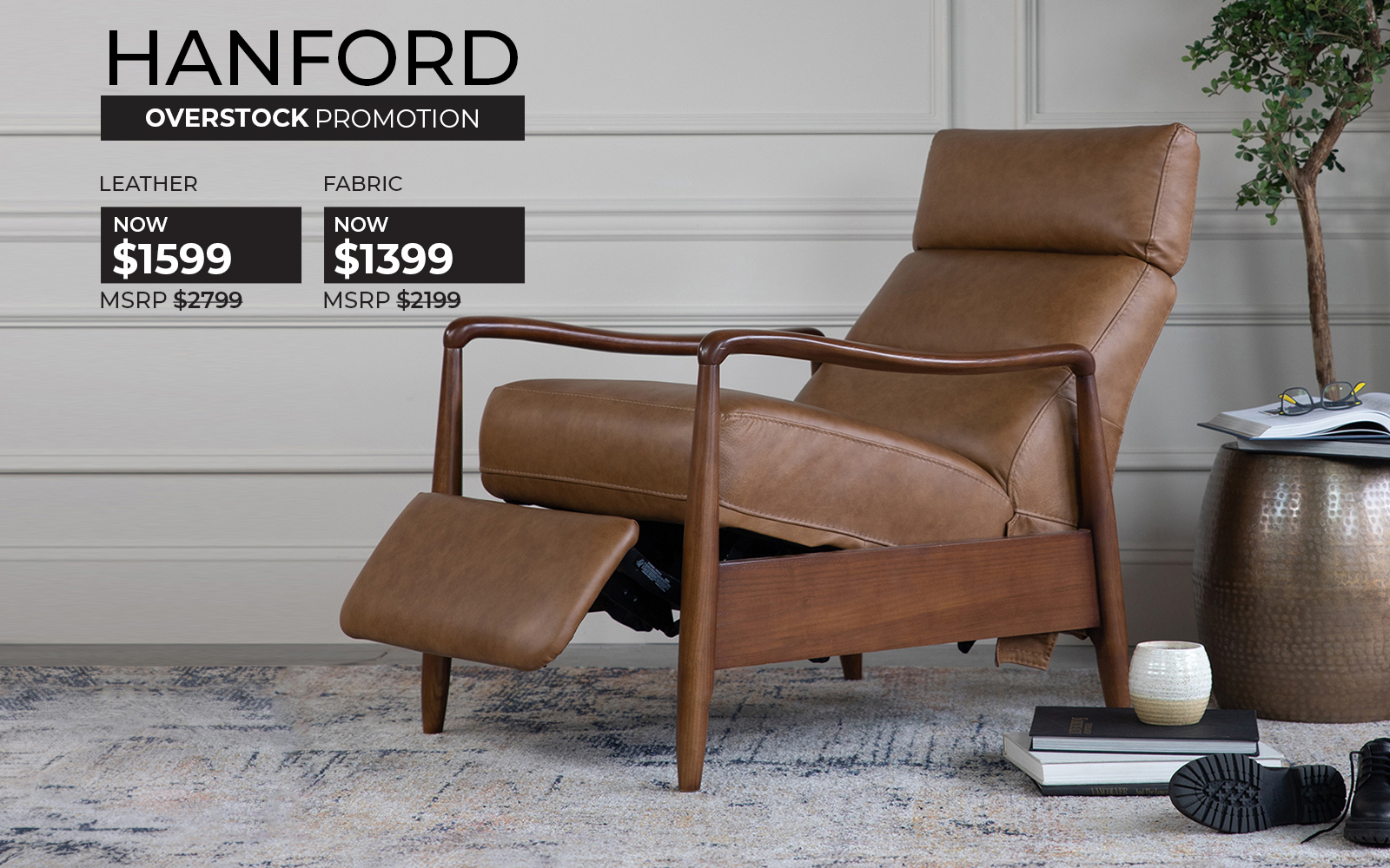 Hanford Recliner styled in a modern living room