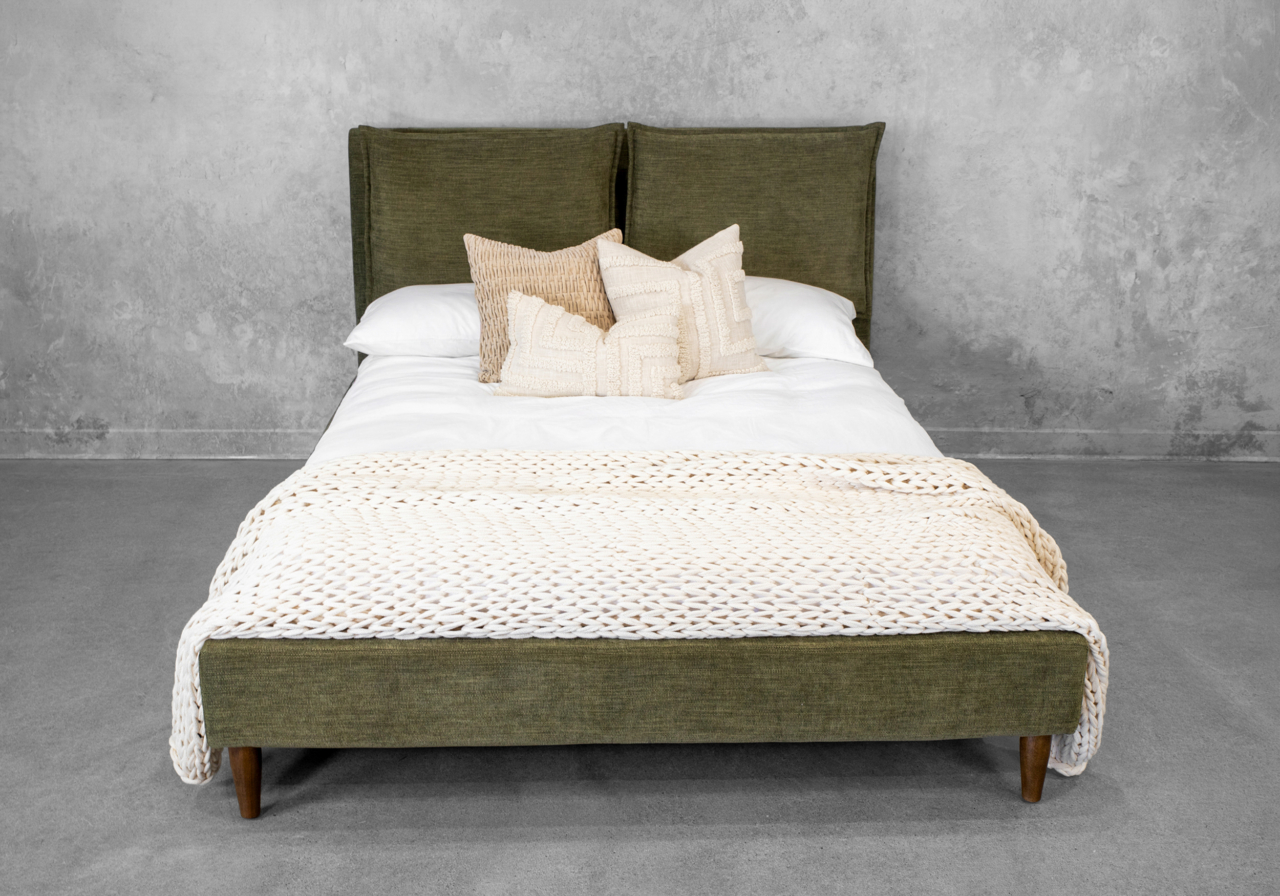 Sabine Fabric Queen Bed - Headboard with Cushions
